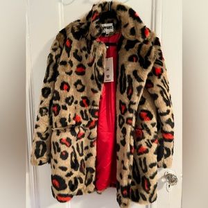APPARIS Faux Fur Red Leopard Coat